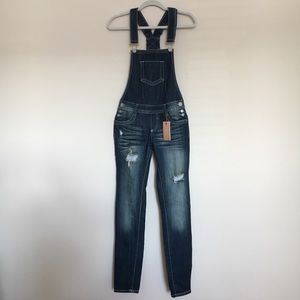 Almost Famous Skinny Distressed Overalls. NWT